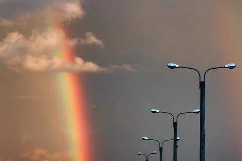 Rainbow light sunset cloud dark Stock Photos