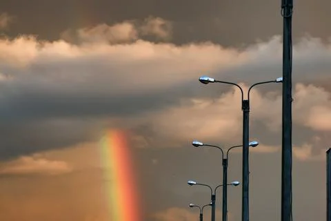 Rainbow light sunset cloud dark Stock Photos