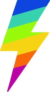 Rainbow lightning bolt, minimal simple vector illustration Stock Illustration