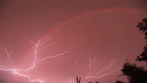 Rainbow lightning Stock Footage 236853975