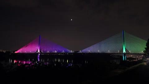 Rainbow Lights on Guri‑Amsa Bridge Stock Footage 329493069