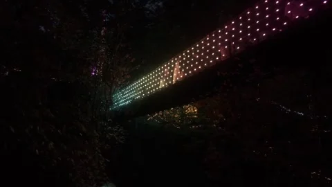 Rainbow lights on Suspension Bridge Stock Footage 250565067