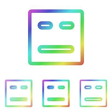 Rainbow line face logo design set Stock Illustration