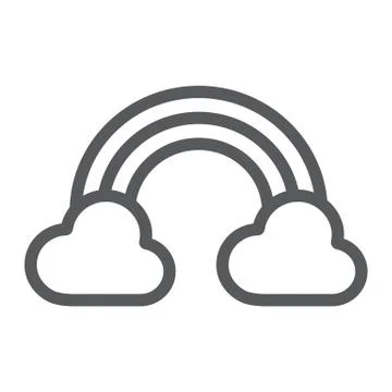 Rainbow line icon, st patrick's day and holiday, cloud with rainbow sign, vector Illustrazione stock