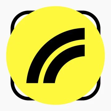 Rainbow line logo on a yellow background. Stock Illustration