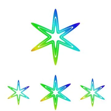 Rainbow line star logo design set Stock Illustration