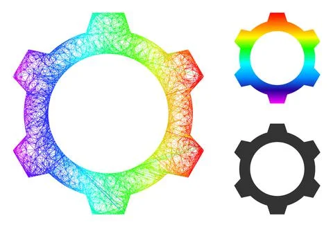 Rainbow Linear Gradient Gear Icon Stock Illustration