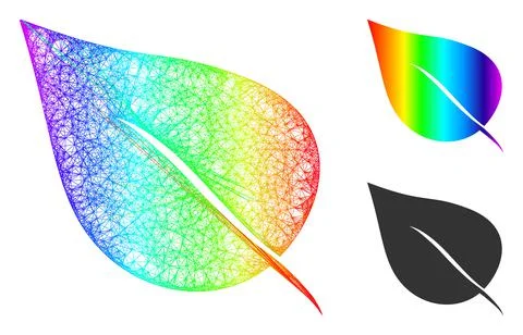 Rainbow Linear Gradient Plant Leaf Icon Stock Illustration