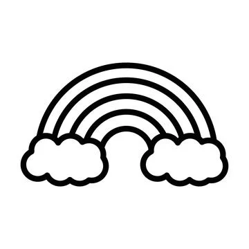 Rainbow linear logo mark in black and white Stock Illustration