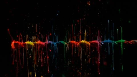 Rainbow linear paint splatter background Stock Photos