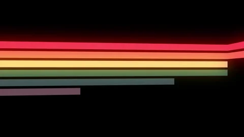 Rainbow lines animation in retro style. Black background. Vintage shapes 스톡 동영상 246682522