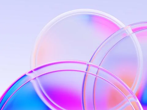 Rainbow liquid glass circle frame overlay effect on pastel 3d background Illustrazione stock