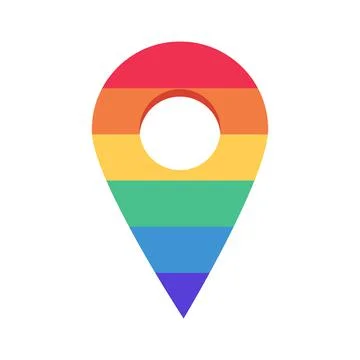 Rainbow location point vector flat icon. Geolocation mark, LGBT, pride mark. Gay Stock Illustration