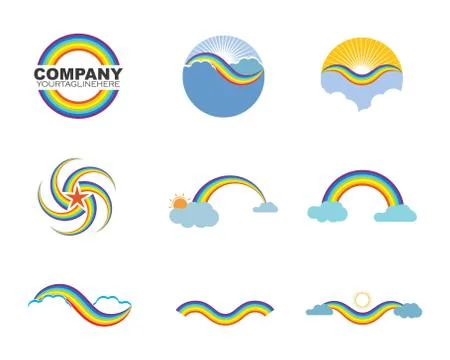 Rainbow logo icon vector template Illustrazione stock