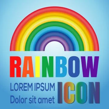 Rainbow logo. Image of the rainbow against a blue sky Stock Illustration