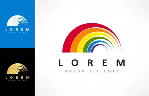 Rainbow logo vector. Atmospheric, optical and meteorological phenomenon design. Stock Illustration