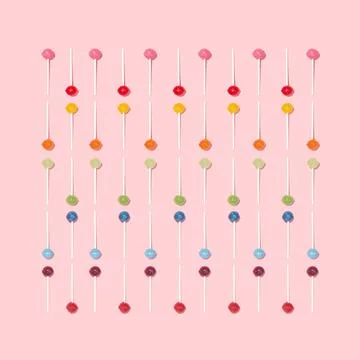 Rainbow of lollipops Stock Photos
