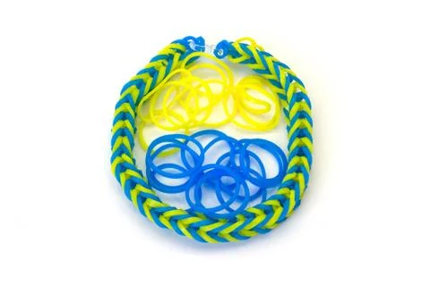 Rainbow loom Colored rubber bands for weaving accessories Stock Photos
