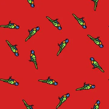 Rainbow lorikeet bird exotic vector seamless pattern Stock Illustration