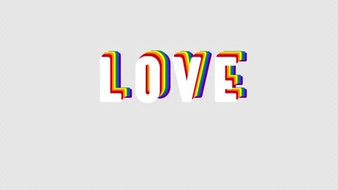 Rainbow Love Text Sticker for Pride Month Stock Footage 306594014