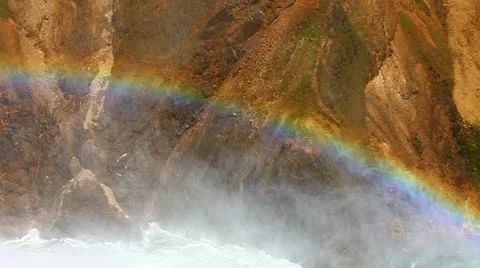 Rainbow at Lower Falls - Yellowstone Stock-Footage 18162857