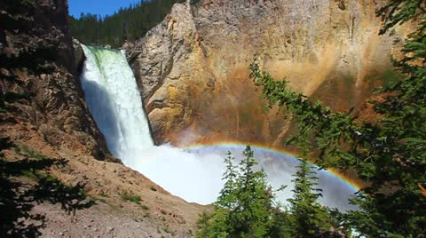 Rainbow at Lower Falls - Yellowstone Видео 22874221