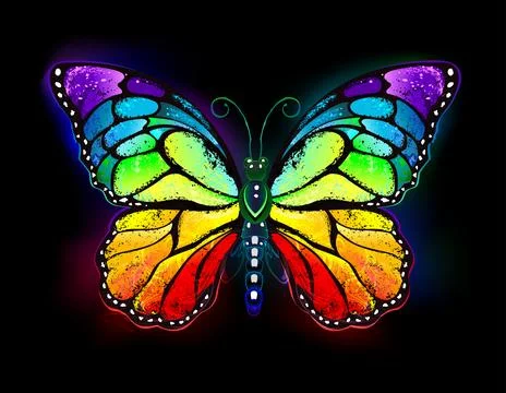 Rainbow luminous butterfly Stock Illustration