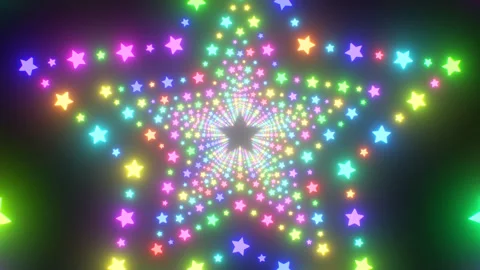 Rainbow Luminous Glow Endless Tunnel Made Of Tiny Magic Star Shapes Stock Footage 318418077
