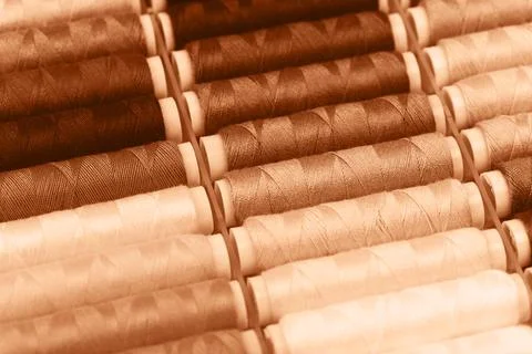 Rainbow made of different colobeige threads Stock Photos