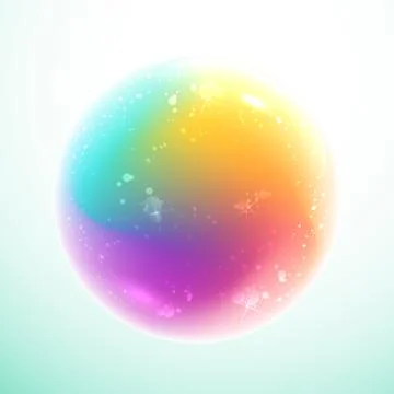 Rainbow magic ball with bubbles inside Stock Illustration