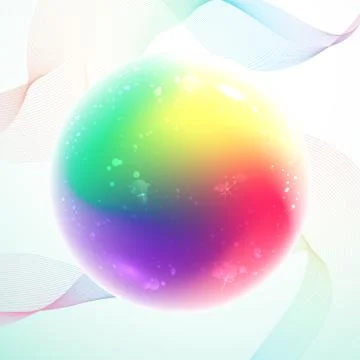 Rainbow magic ball with bubbles inside Stock Illustration