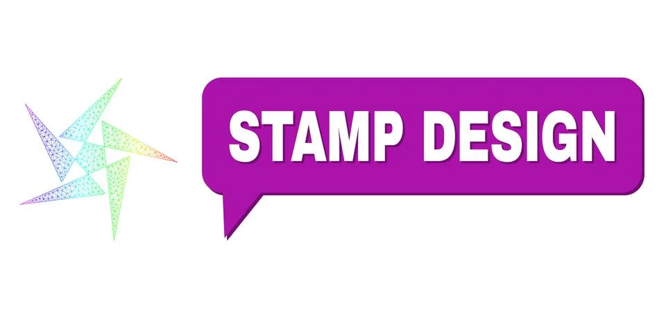 Rainbow Mesh Gradient Abstraction Icon and Stamp Design Chat Cloud with Shadow Stock Illustration