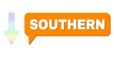 Rainbow Mesh Gradient Arrow Down Icon and Southern Chat Cloud with Shadow Stock Illustration