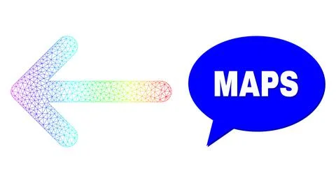 Rainbow Mesh Gradient Arrow Left Icon and Maps Message Cloud with Shadow イラスト素材