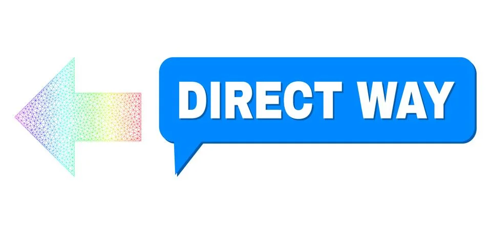 Rainbow Mesh Gradient Arrow Left Icon and Direct Way Speech Balloon with Shadow Illustrazione stock