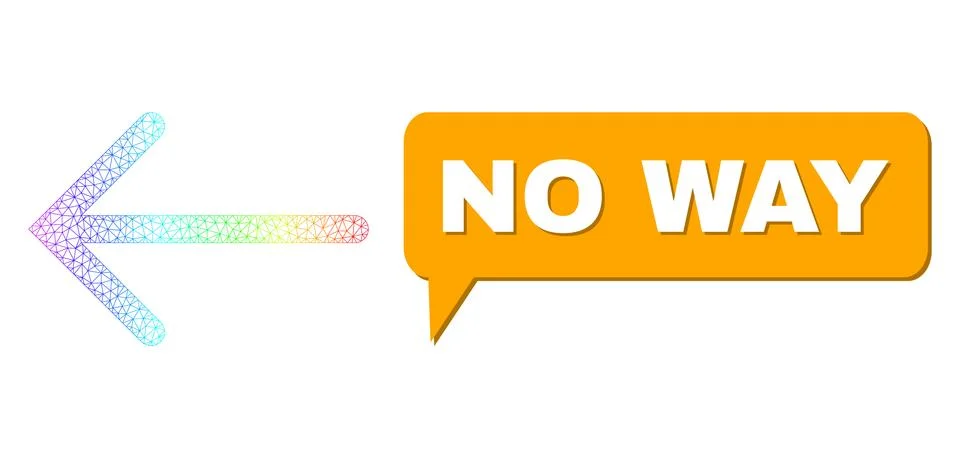 Rainbow Mesh Gradient Arrow Left Icon and No Way Speech Bubble with Shadow イラスト素材