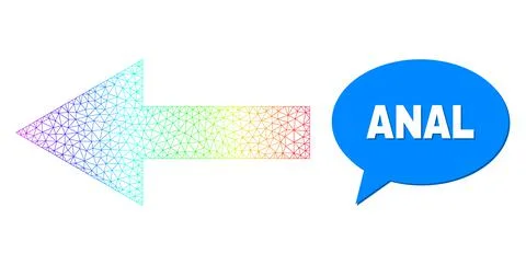 Rainbow Mesh Gradient Arrow Left Icon and Anal Chat Bubble with Shadow Stock Illustration