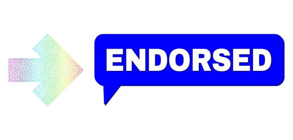 Rainbow Mesh Gradient Arrow Right Icon and Endorsed Speech Balloon with Shadow 스톡 일러스트