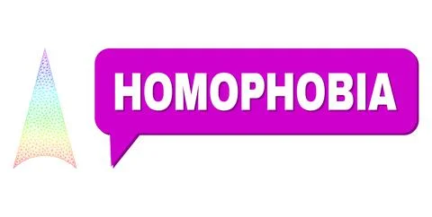 Rainbow Mesh Gradient Arrowhead Up Icon and Homophobia Speech Frame with Shadow Ilustração Stock