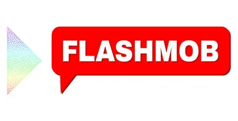 Rainbow Mesh Gradient Arrowhead Right Icon and Flashmob Message Bubble with Stock Illustration