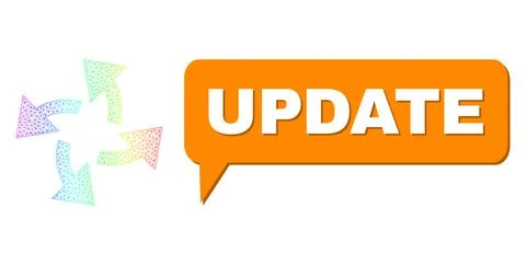 Rainbow Mesh Gradient Centrifugal Arrows Icon and Update Speech Bubble with Stock Illustration