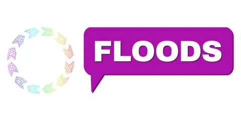 Rainbow Mesh Gradient Circulation Icon and Floods Chat Cloud with Shadow イラスト素材