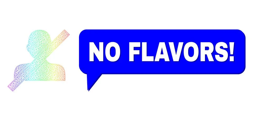 Rainbow Mesh Gradient Closed Man Icon and No Flavors! Message Bubble with Shadow イラスト素材