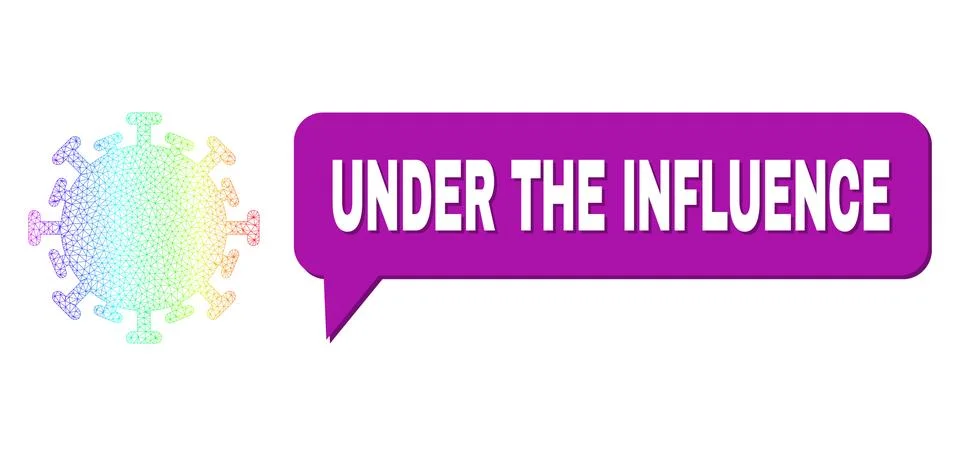 Rainbow Mesh Gradient Contagious Virus Icon and Under the Influence Chat Frame Stock Illustration