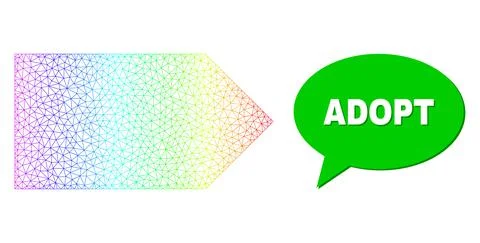 Rainbow Mesh Gradient Direction Right Icon and Adopt Message Cloud with Shadow 스톡 일러스트
