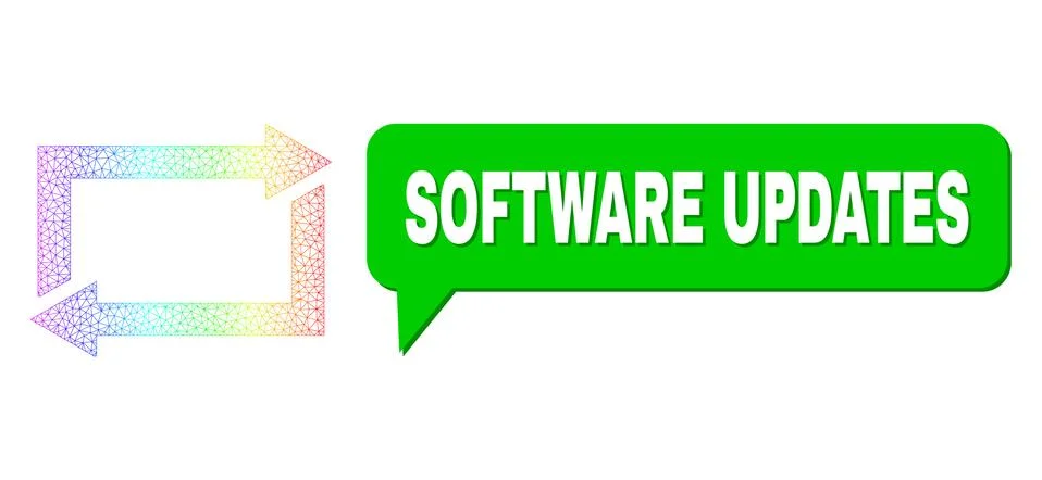 Rainbow Mesh Gradient Exchange Arrows Icon and Software Updates Message Bubble Stock Illustration