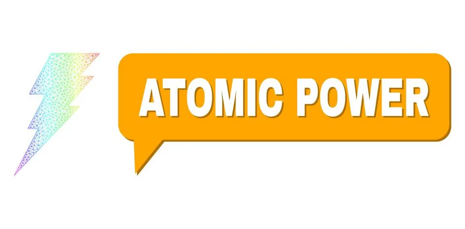 Rainbow Mesh Gradient Execute Icon and Atomic Power Chat Frame with Shadow Ilustração Stock