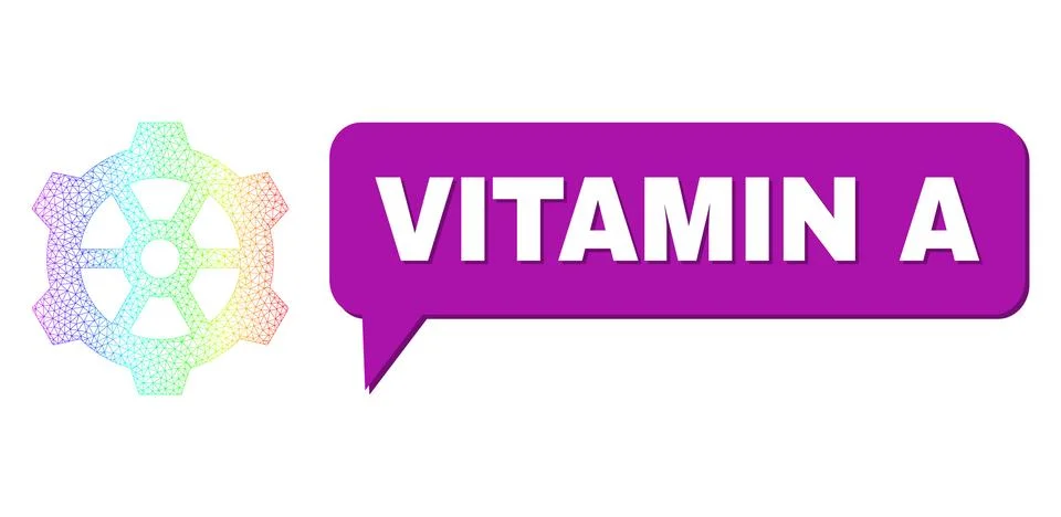 Rainbow Mesh Gradient Gear Icon and Vitamin A Chat Cloud with Shadow Stockillustratie