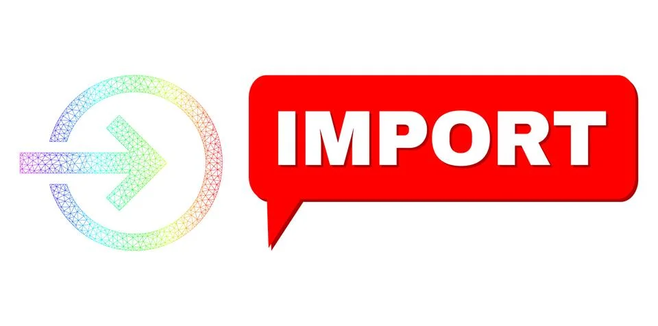 Rainbow Mesh Gradient Import Icon and Import Chat Bubble with Shadow 스톡 일러스트