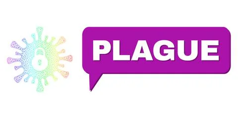 Rainbow Mesh Gradient Infection Lockdown Icon and Plague Chat Cloud with Shadow Stock Illustration
